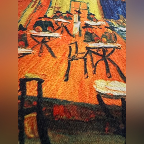 Van Gogh "Café Terrace at Night" Art Print Shaw or Scarf Warm Viscose- 72”x28.5” - Picture 13 of 13